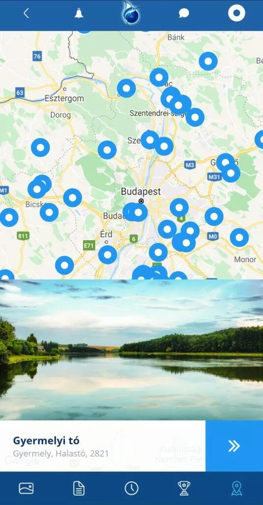 plná verze aplikace Fishsurfing revíry Maďarsko