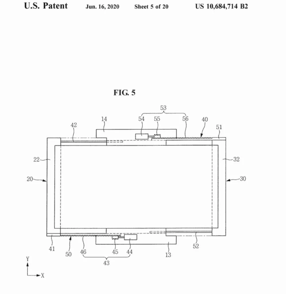 Samsung patentovaný rolovací displej predni pohled