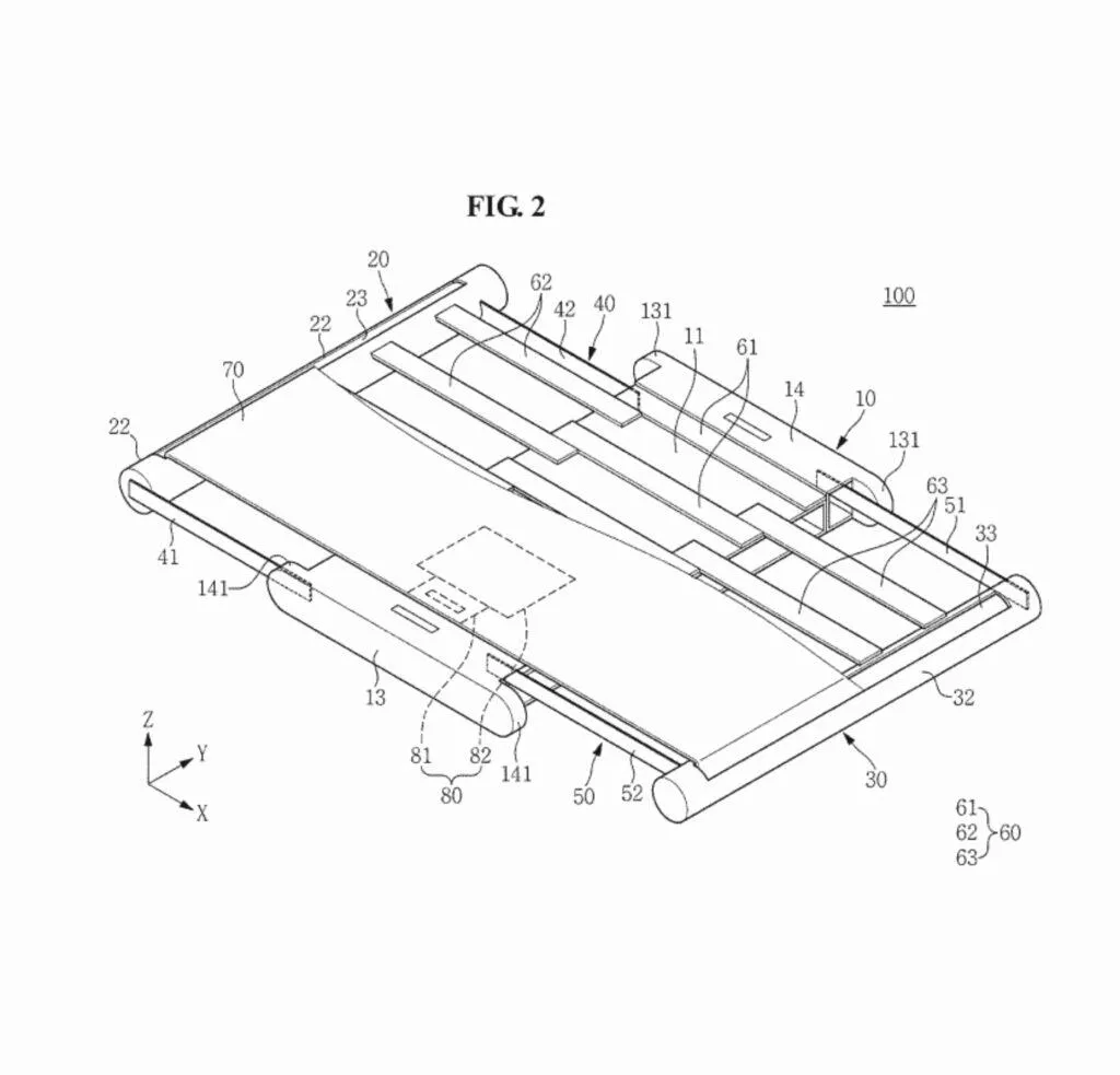 Samsung patentovaný rolovací displej rozlozeny