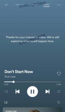 Spotify přehrávání videoklipů screenshot