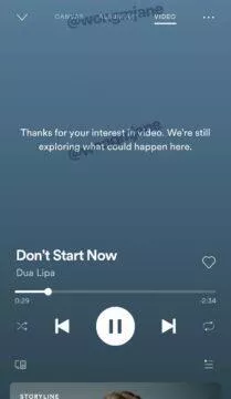 Spotify přehrávání videoklipů screenshot Spotify přehrávání videoklipů screenshot