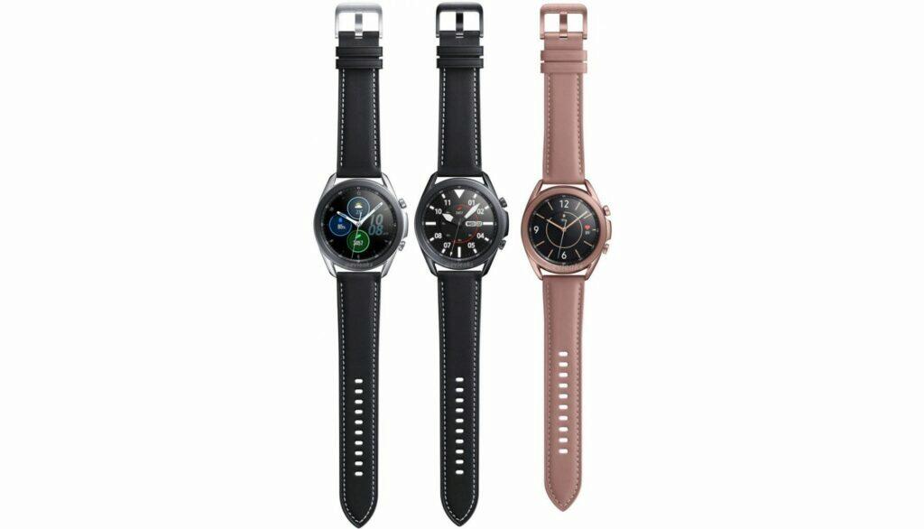 tři barevné varianty Samsung Galaxy Watch 3