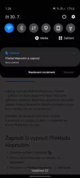 10 notikační lišta