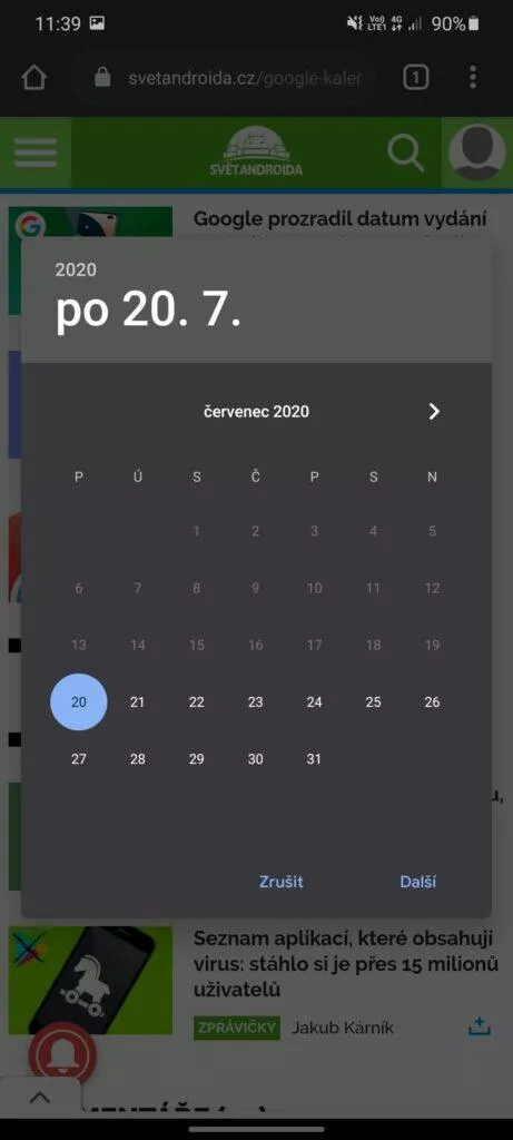 3 plánovač stahování Google Chrome kalendář