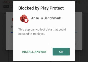 AnTuTu Google Play Protect upozornění