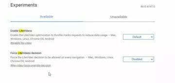 Google Chrome LiteVideo flags