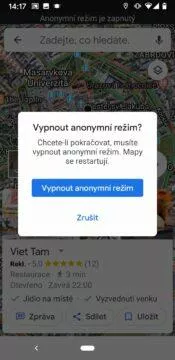 Google mapy anonymní rezim ukonceni