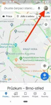 anonymní mód v Google Mapach domovska obrazovka