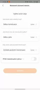 Mi Fit cyklus nastavení