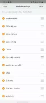 Mi Fit seřazení aktivit