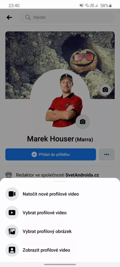profilové video Facebook nastavení na profilu