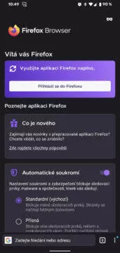 nova verze firefox uvodni obrazovka