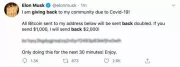 podvodná zpráva na Twitter profilu Elona Muska podvodná zpráva na Twitter profilu Elona Muska