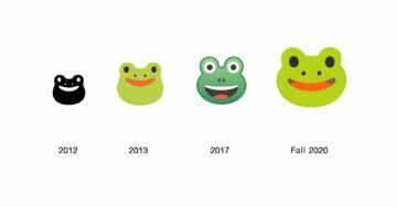 starý styl zvířecích emoji google žába