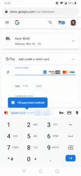 Android 11 automatické vyplňování kreditka