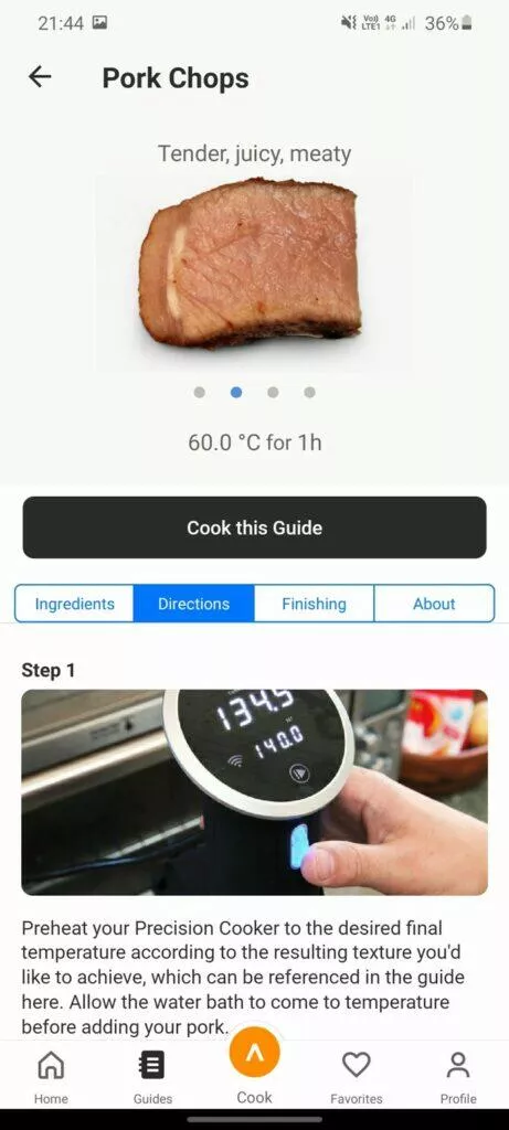 Anova Precision Cooker vepřové druhá karta