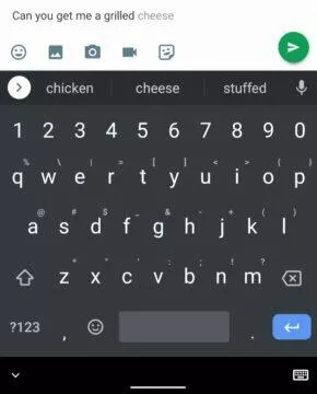 Gboard dokončování vět smart completions ukázka