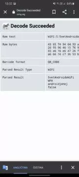 jak zjistit WiFi heslo v Androidu přečtený QR kód