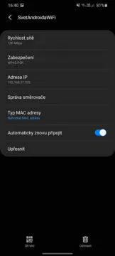 jak zjistit WiFi heslo v Androidu vlastnosti sítě