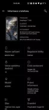 OxygenOS informace o telefonu