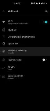 Sdílení internetu z telefonu přes kabel hotspot tethering