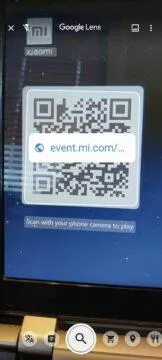 virtuální deskovka Xiaomi QR kód na mobilní verzi webu