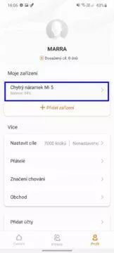 Xiaomi Mi Band 5 čeština nastavení náramku