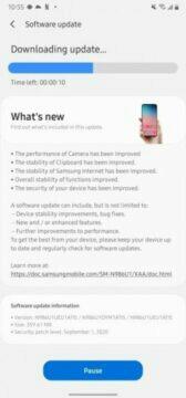 Aktualizace fotoaparát na Galaxy Note 20