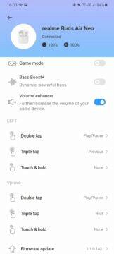 aplikace Realme Link nastavení sluchátek