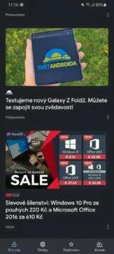 Jak sledovat Svět Androida Google News hlavní stránka