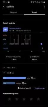 Samsung Health detaily spánku