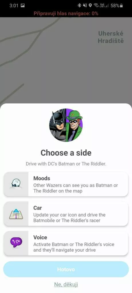 Waze hlasy Batmana a Hádankáře zvol si stranu