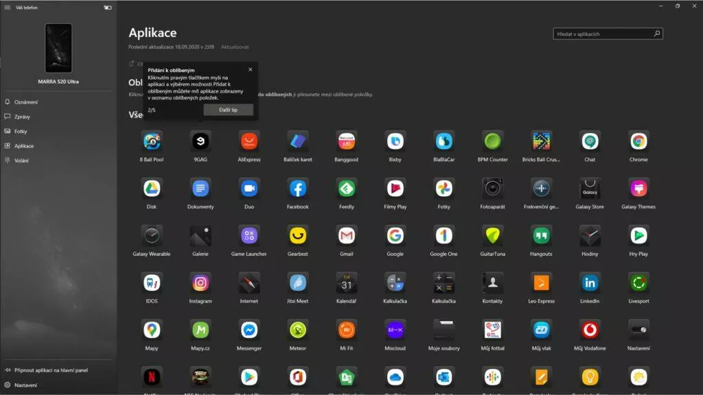 Windows Váš telefon spouštění mobilních aplikací průvodce 2
