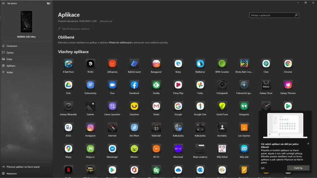 Windows Váš telefon spouštění mobilních aplikací průvodce 3