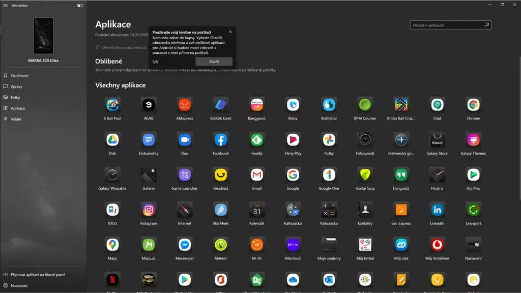 Windows Váš telefon spouštění mobilních aplikací průvodce 5