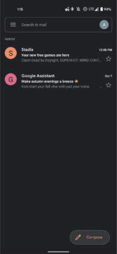 Gmail Go Obchod Play screen