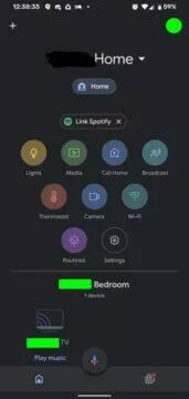 google home rutiny menu