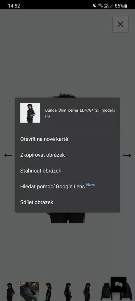 Google Lens rozpoznávání produktů Chrome menu