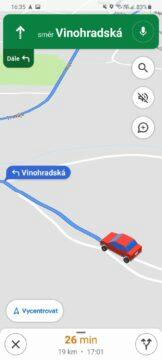 Google Mapy navigační ikony aut červené