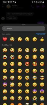 jak manuálně zapnout nové Messenger reakce app screen nabídka