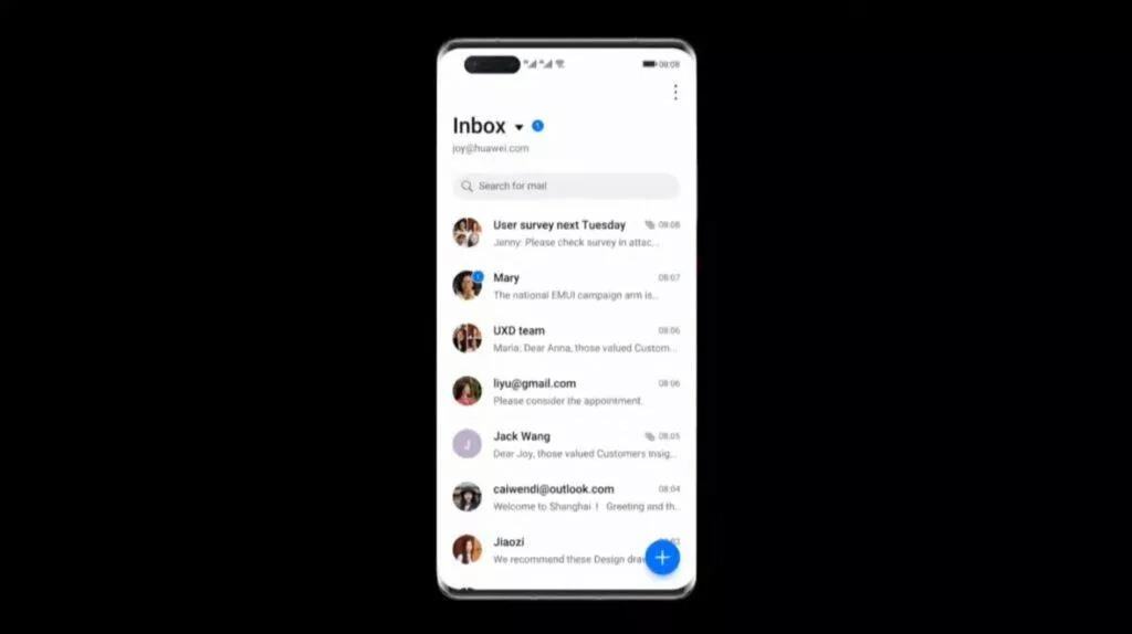 EMUI 11 zajímavé funkce e-mail conversation mode seznam konverzací