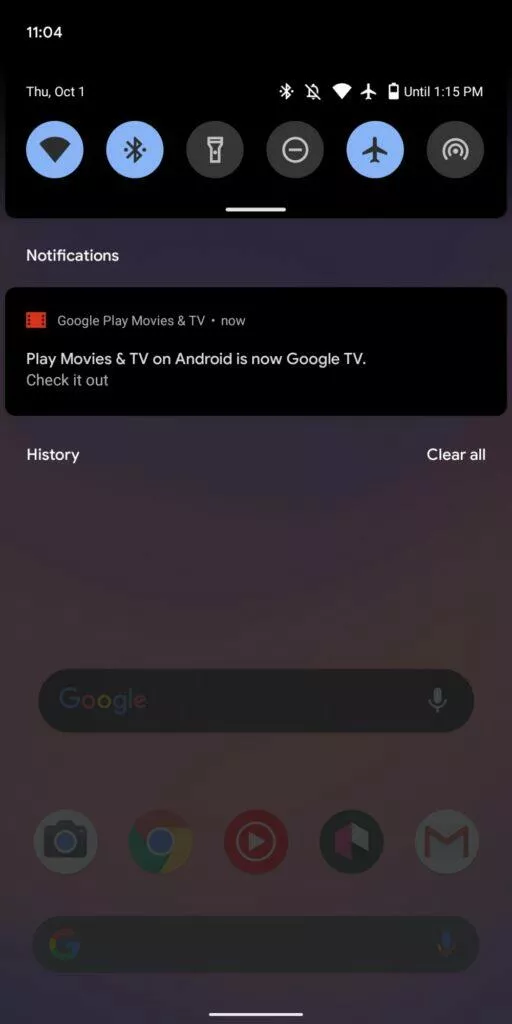 nová aplikace Google TV notifikace