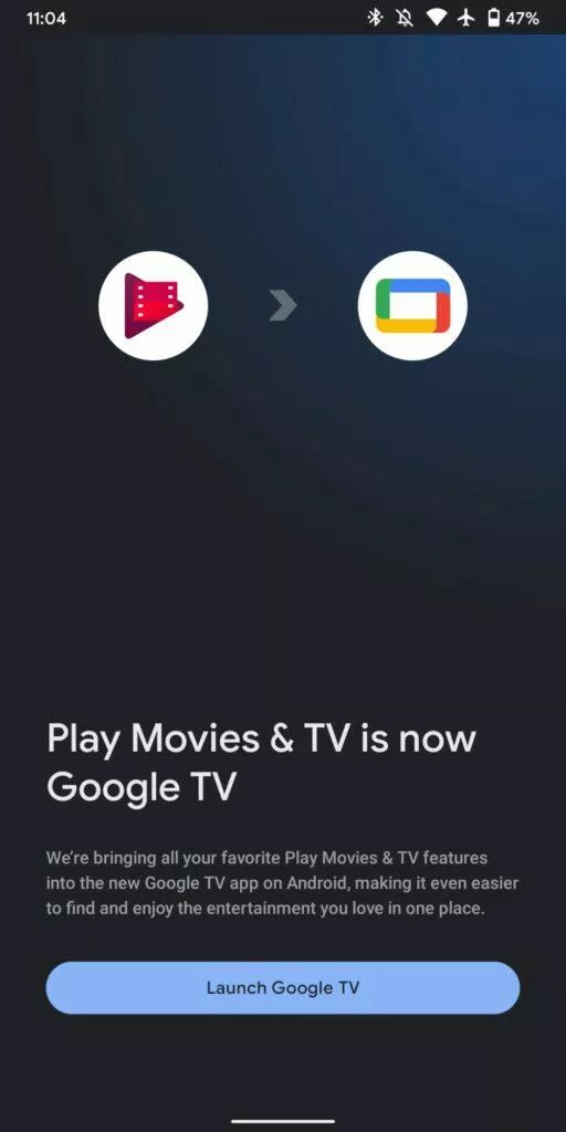 nová aplikace Google TV uvítací obrazovka