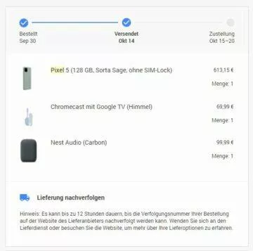 Pixel 5 objednávka Google Store DE mailboxDE