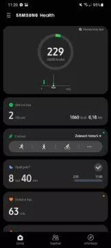 Samsung Health hlavní stránka