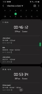 Samsung Health výkony detail