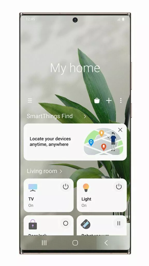 Samsung SmartThings Find hlavní obrazovka