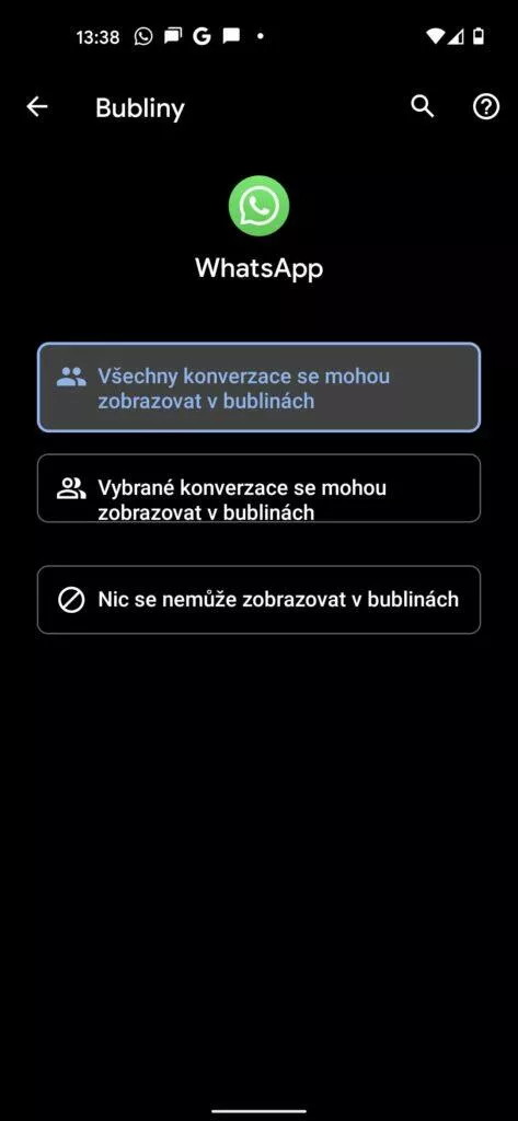 whatsapp chatovací bubliny