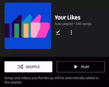 YouTube Music playlist z oblíbených videí screen