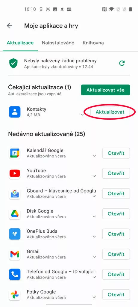 aktualizace google chrome android